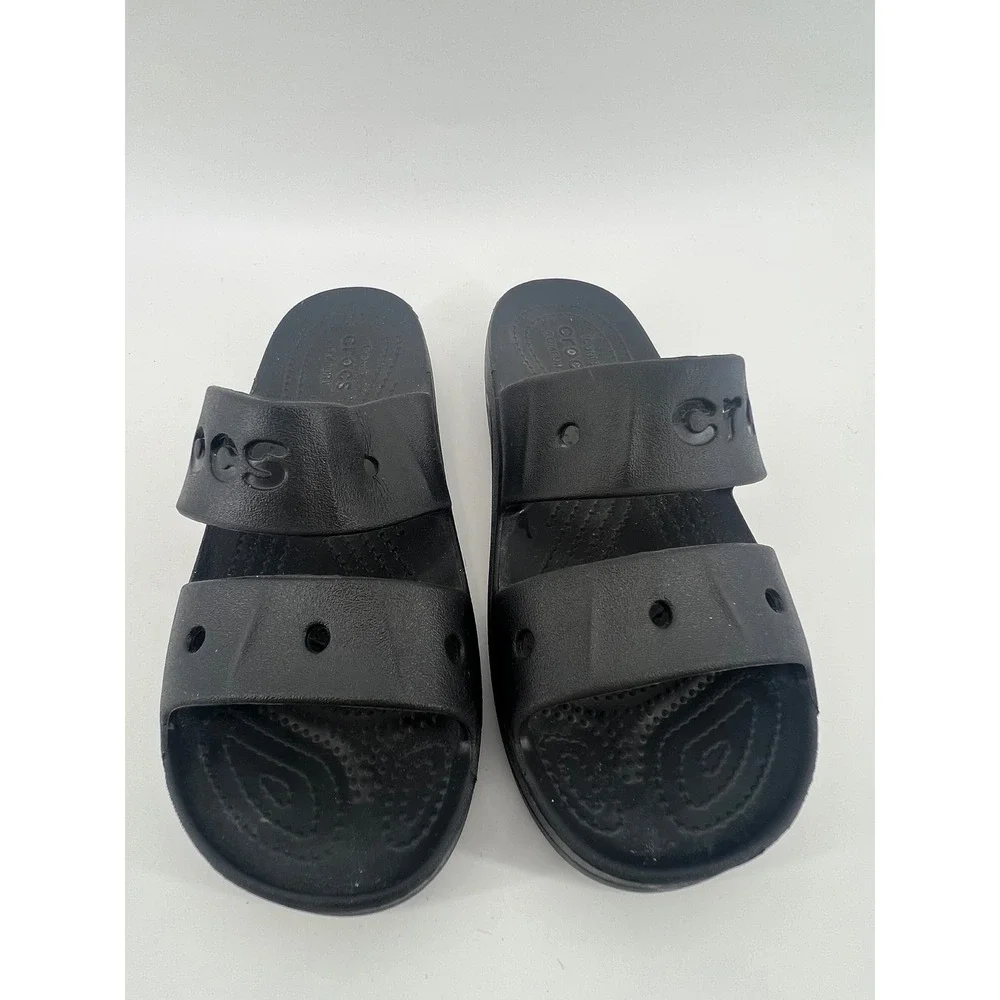 Crocs Classic Sandal Womens 8 Black Two Strap Slide Slip On Comfort